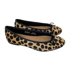 ASOS Lenor Ballet Flats NEW Sz 7 Women's Wide Fit Spotted Calf Hair Yellow Black